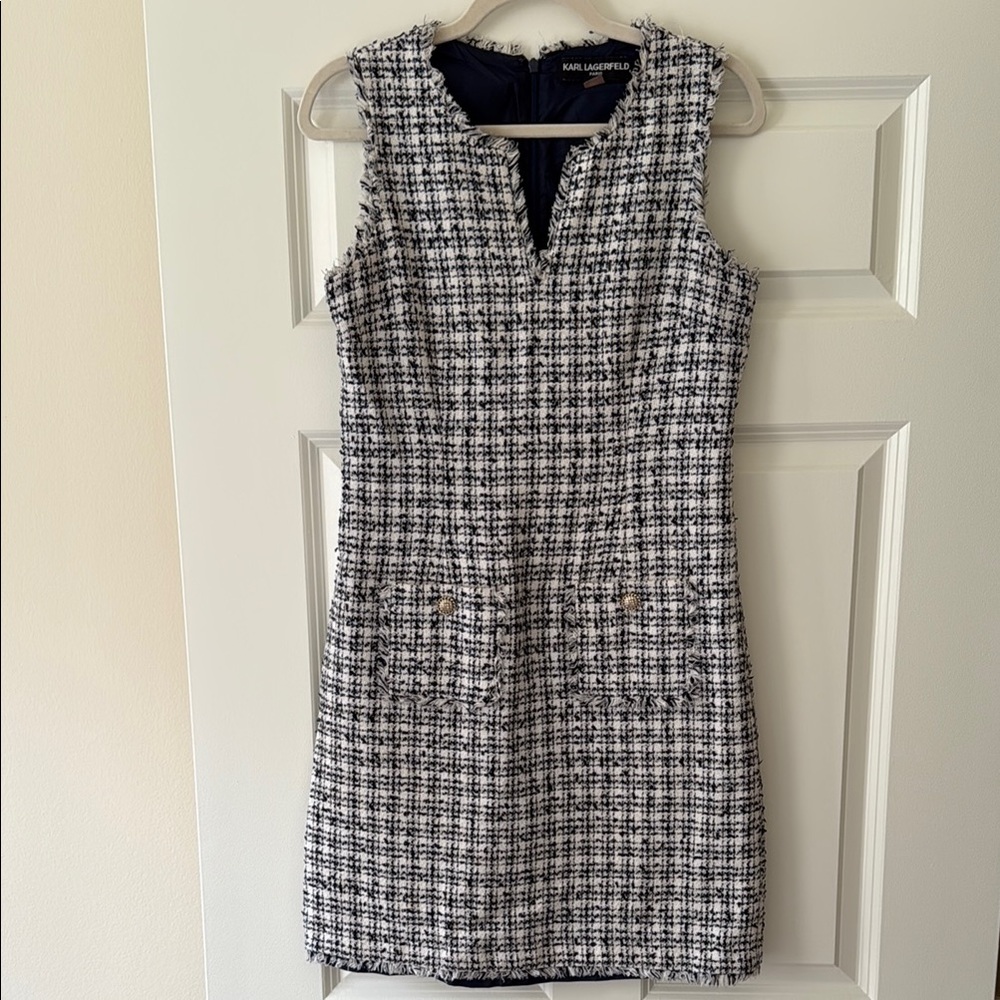 Karl Lagerfeld Black and White Tweed Dress